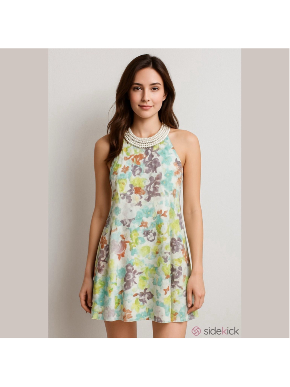 Women's Belle Badgley Mischka Mini Dress Size 4 White Multi-color